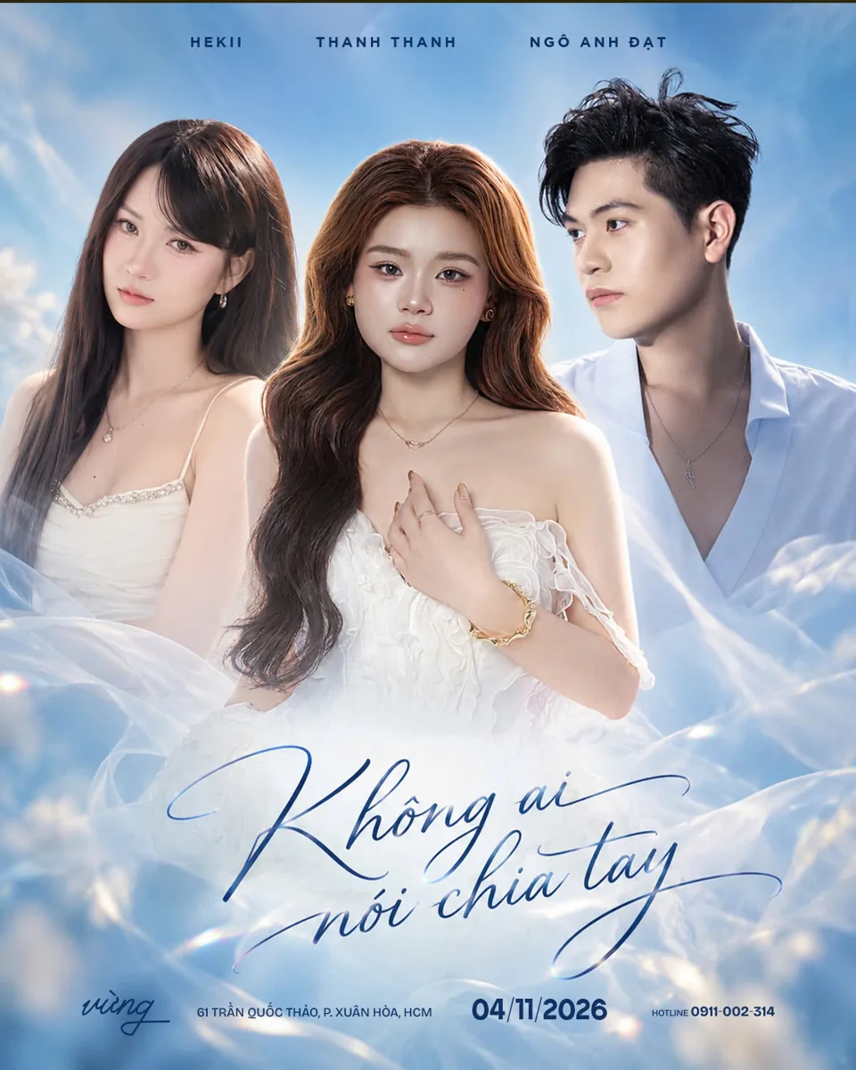 Poster for Không Ai Nói Chia Tay on 4 November 2026, naming Hekii, Thanh Thanh and Ngô Anh Đạt.