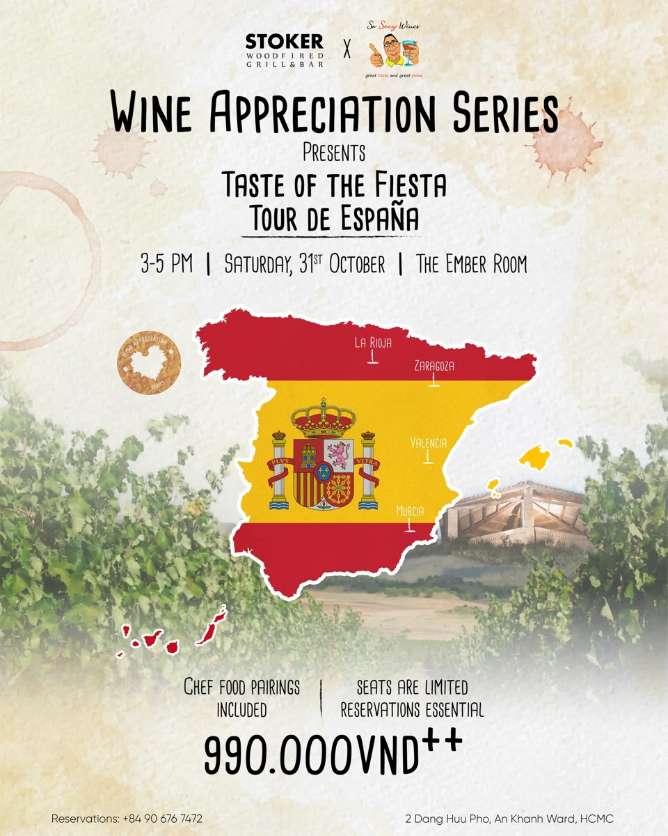 Taste of the Fiesta Spanish wine tasting poster for 31 October, 3–5 PM, at The Ember Room.