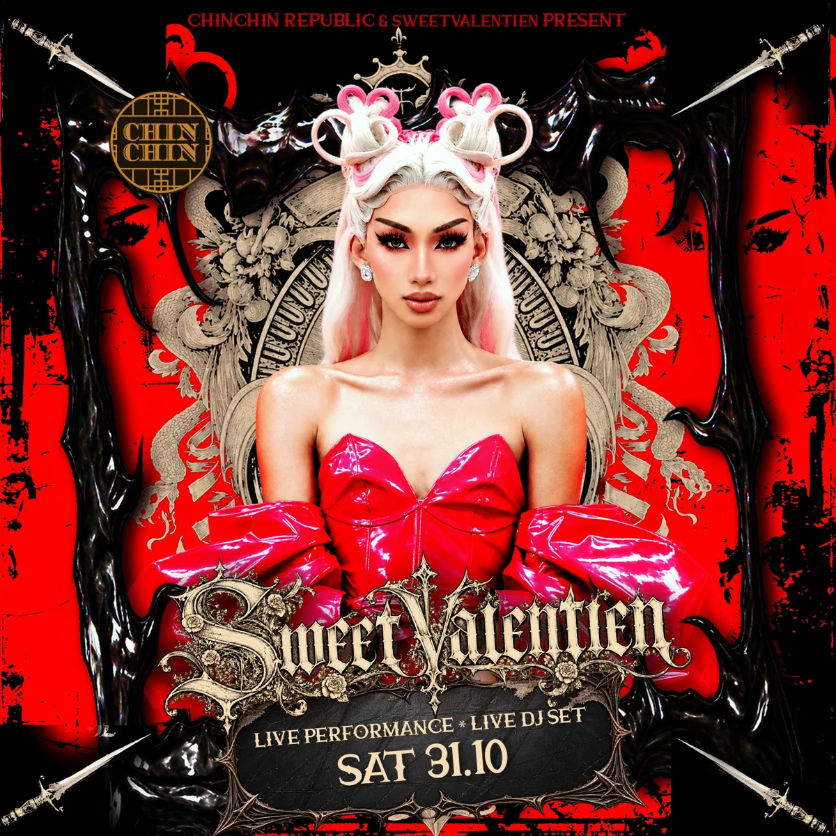 SweetValentien Halloween Performance at ChinChin event poster.