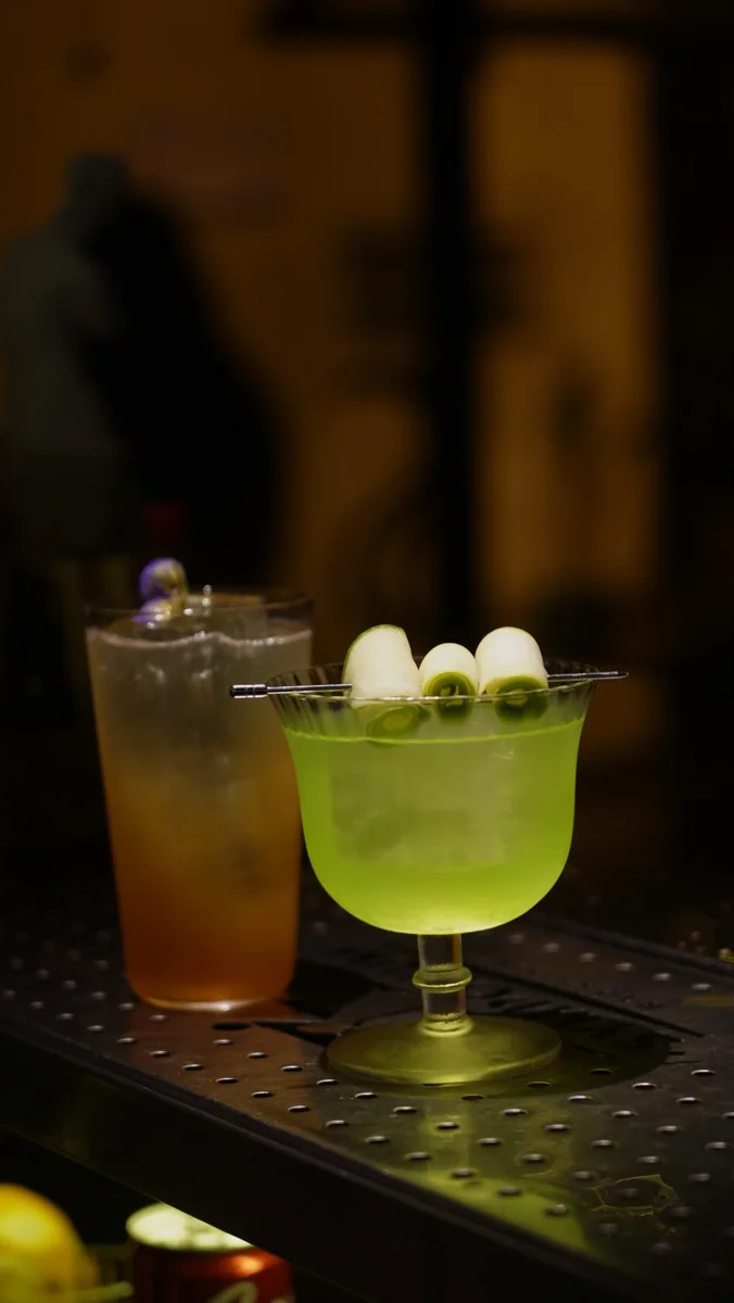 Signature cocktails at the Symposium Bar counter, 85/5A Pham Viet Chanh