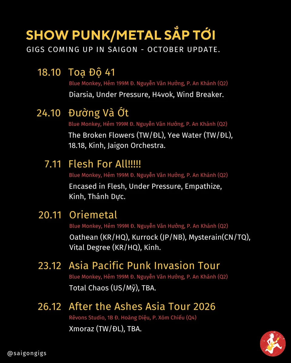 Saigon Gigs dated live music announcement artwork