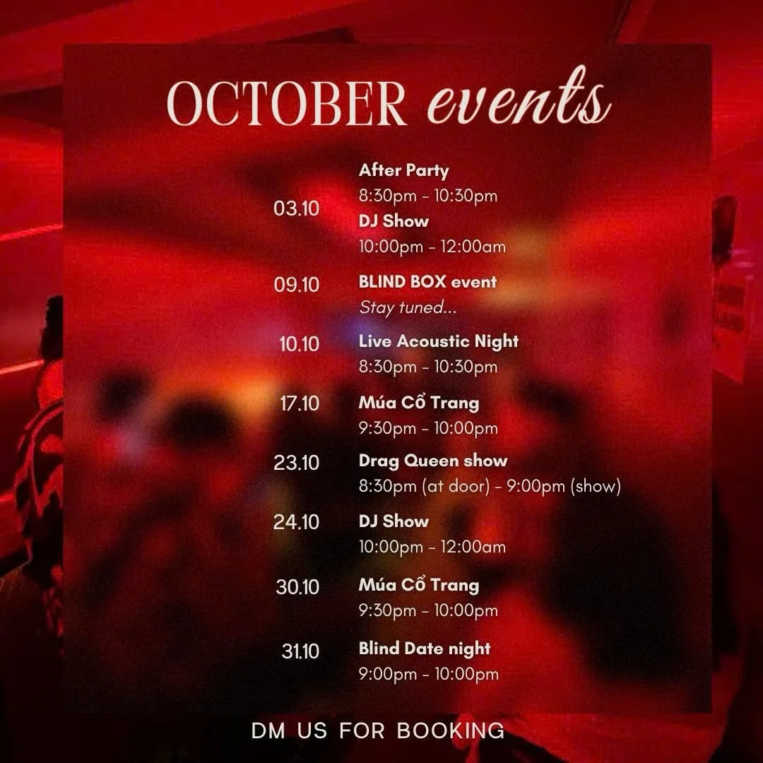 TABOO October 2026 dated event calendar