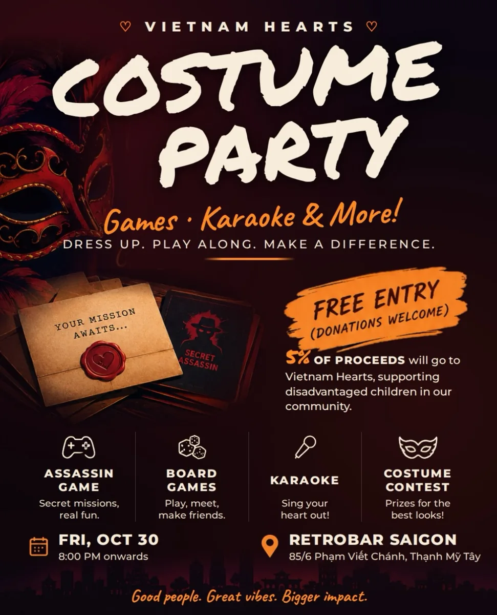 Vietnam Hearts Costume Party event poster.