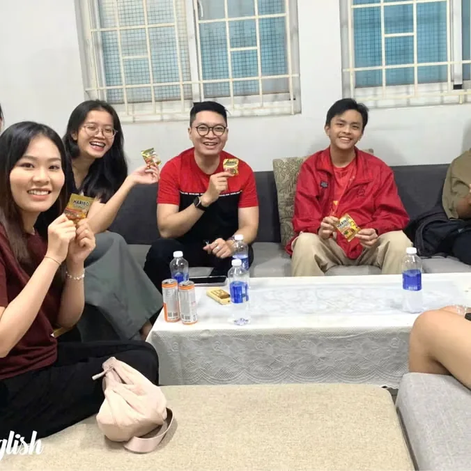 Photograph of a previous Coffee Talk English group gathering; illustrative, not this dated session.