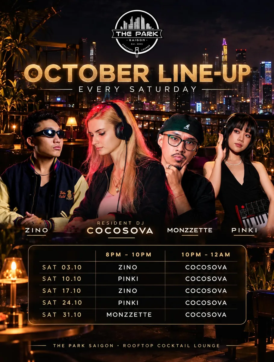 Original October lineup poster covering all five Saturday DJ nights, 3–31 October, with dated artist rows.
