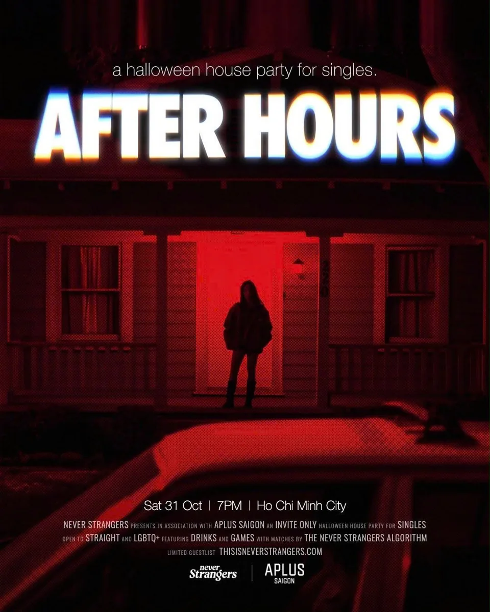 Never Strangers Halloween House Party for Singles poster, Saturday 31 October at 7 PM