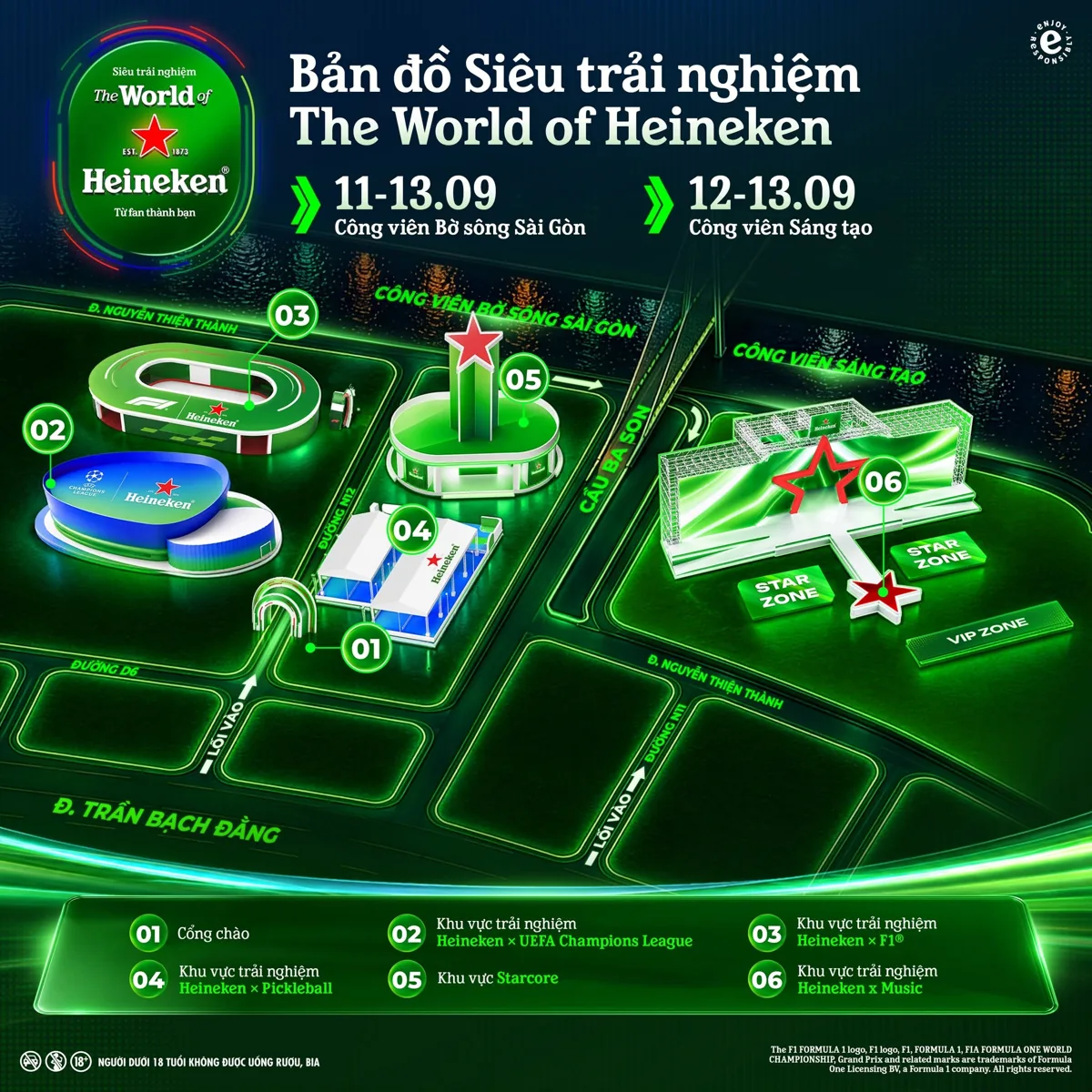 The World of Heineken official site map, September 11–13