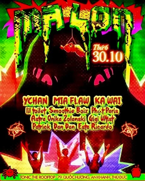 Original announcement artwork for MA L0N Halloween Party
