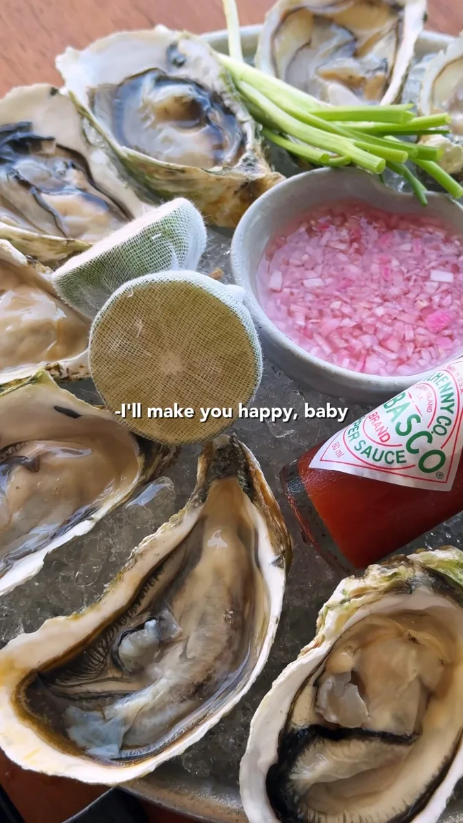 Oysters served on ice in The Deck’s Oyster Wednesday promotional reel frame.