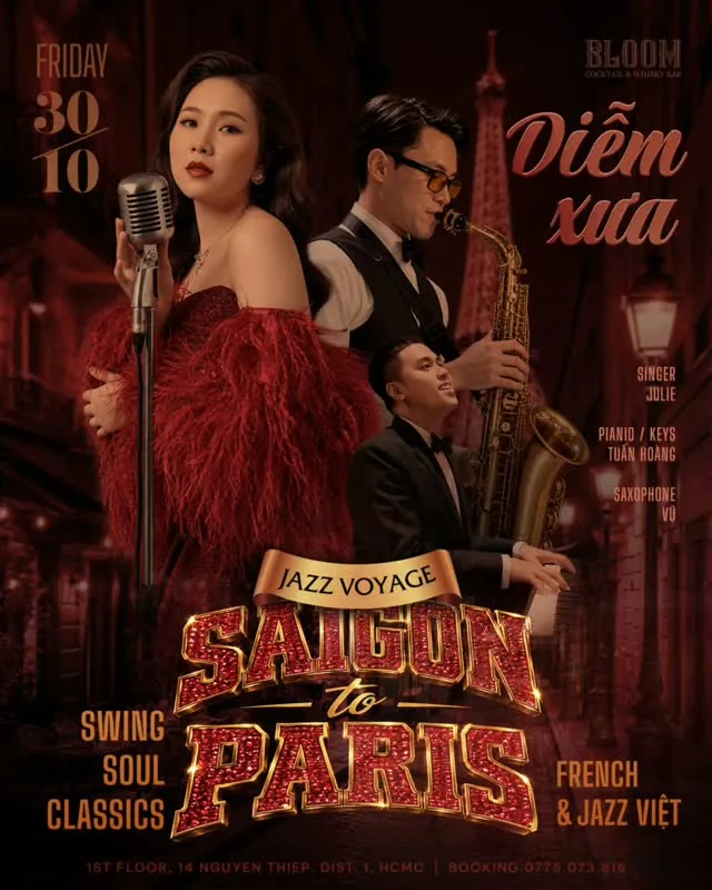 Jazz Voyage Saigon to Paris poster with Julie, Vu and Tuan Hoang