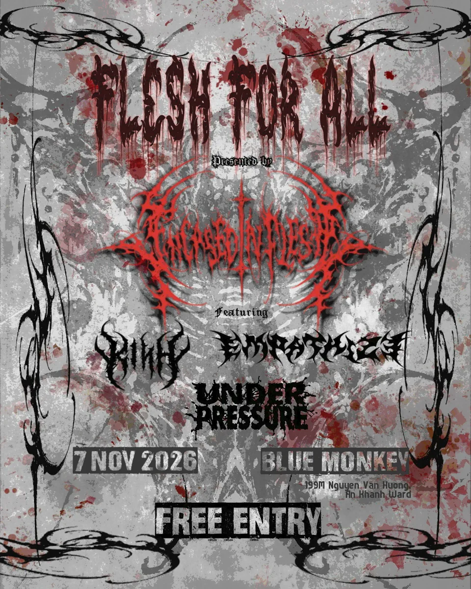 Flesh for All free-entry show poster for 7 November at Blue Monkey.