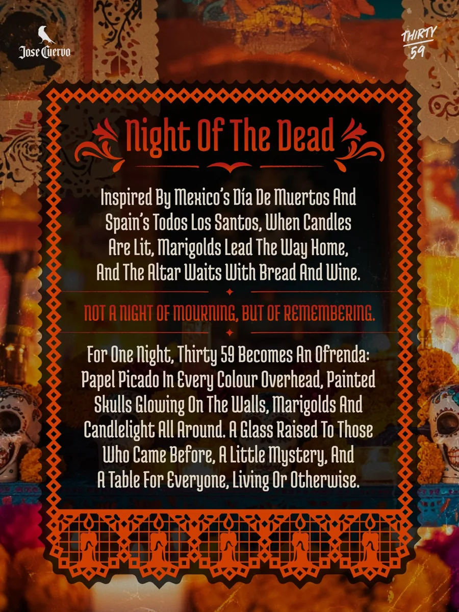 Night of the Dead companion artwork describing the one-night Día de Muertos-inspired ofrenda theme.