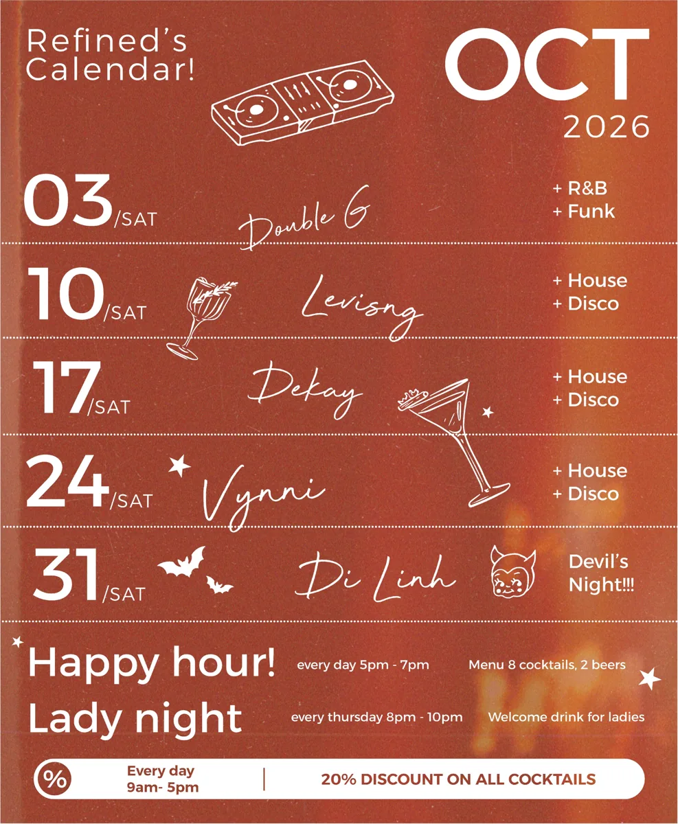 Refined Saigon October 2026 DJ calendar