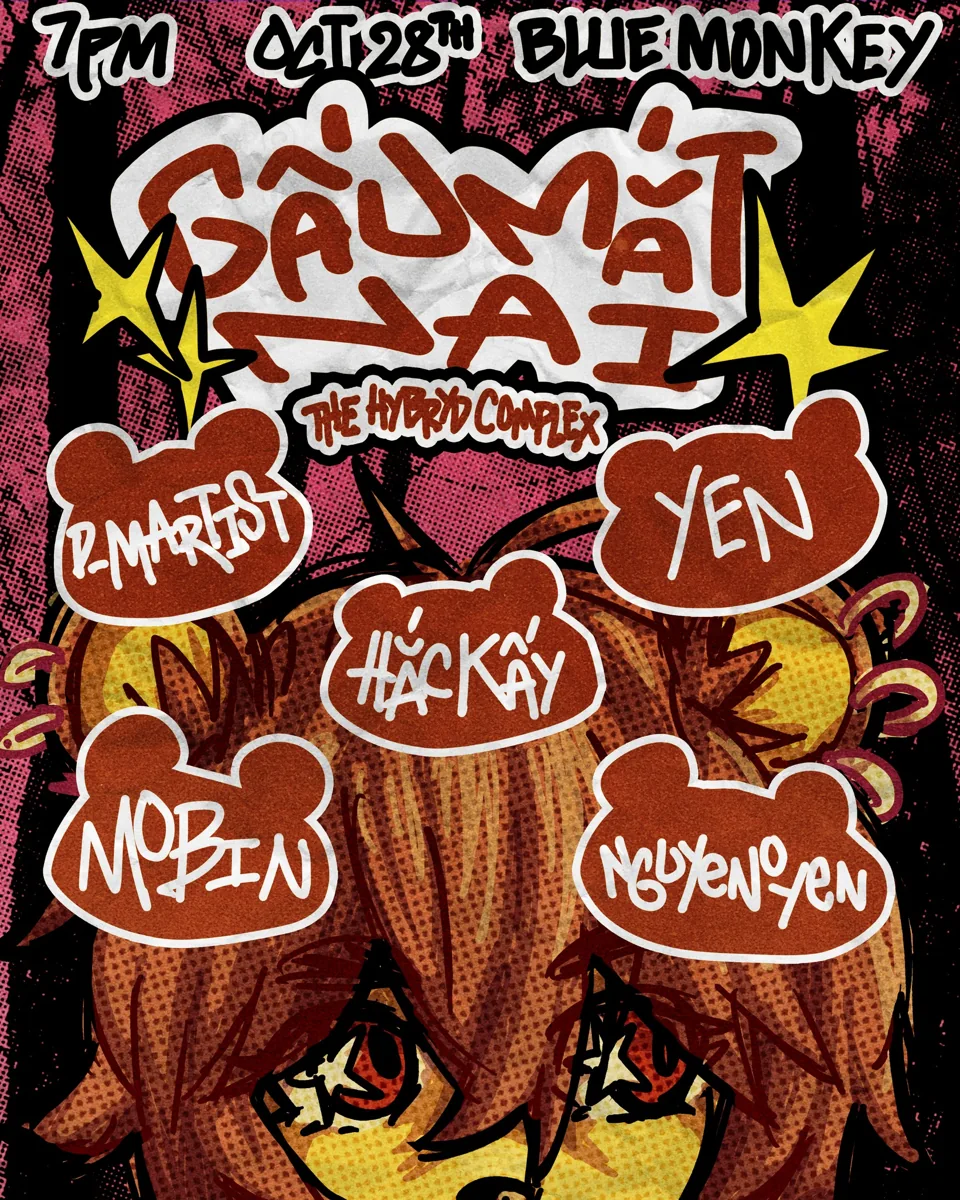 Gấu Mắt Nai poster naming the five indie performers and 28 October at 19:00.