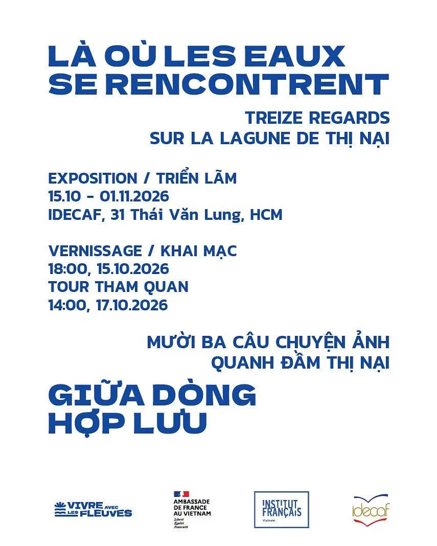 Where Waters Meet poster: exhibition 15 October–1 November, opening 15 October and guided tour 17 October 2026 at IDECAF.